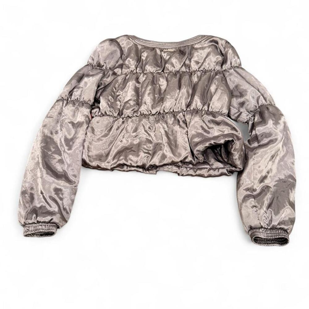 NWT Vintage Apple Bottoms Cropped Puffer Jacket Charcoal Gray Y2K XL - Picture 6 of 6